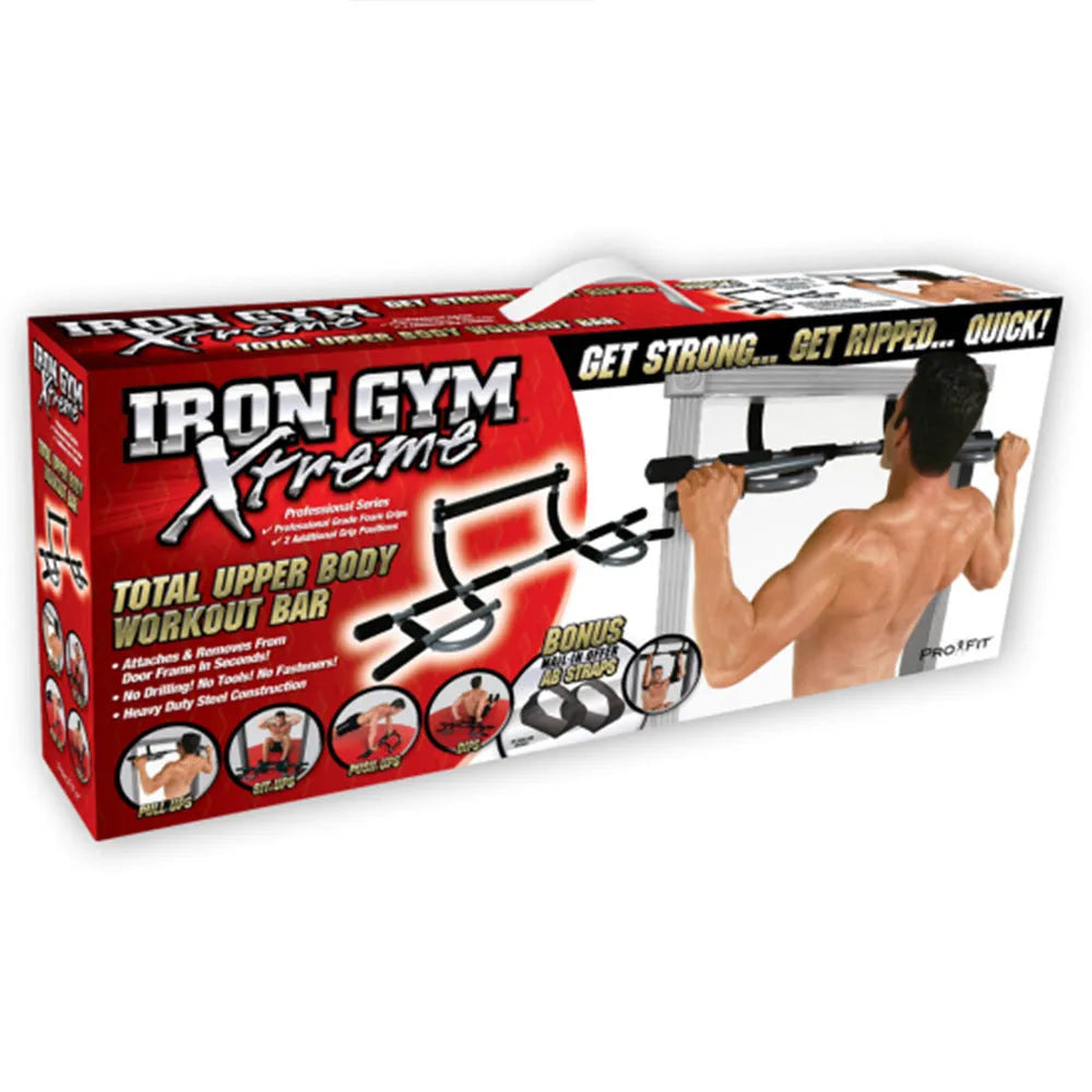Black steel wall-mounted pull-up bar with mounting brackets for home gym installation