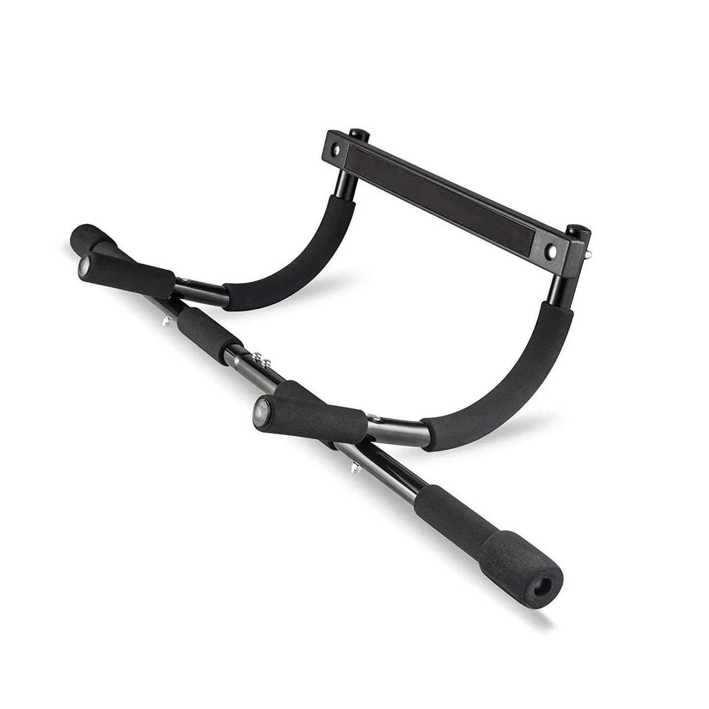 Black steel wall-mounted pull-up bar with mounting brackets for home gym installation