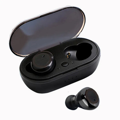 TWS Bluetooth headset with earplug-style bilateral stereo design in black and white colour options