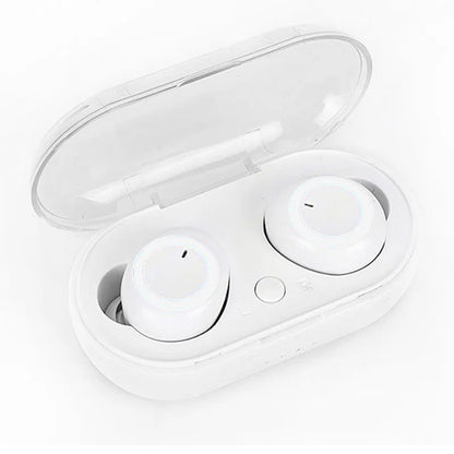 TWS Bluetooth headset with earplug-style bilateral stereo design in black and white colour options