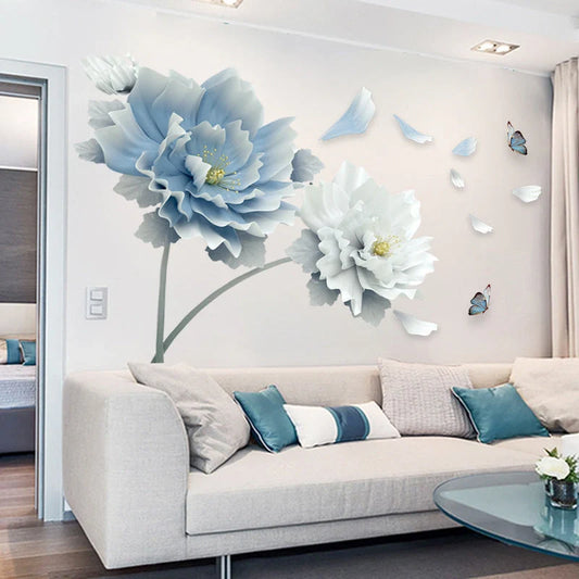 Elegant floral wall mural with vibrant blooms, perfect for adding natural beauty to bedrooms