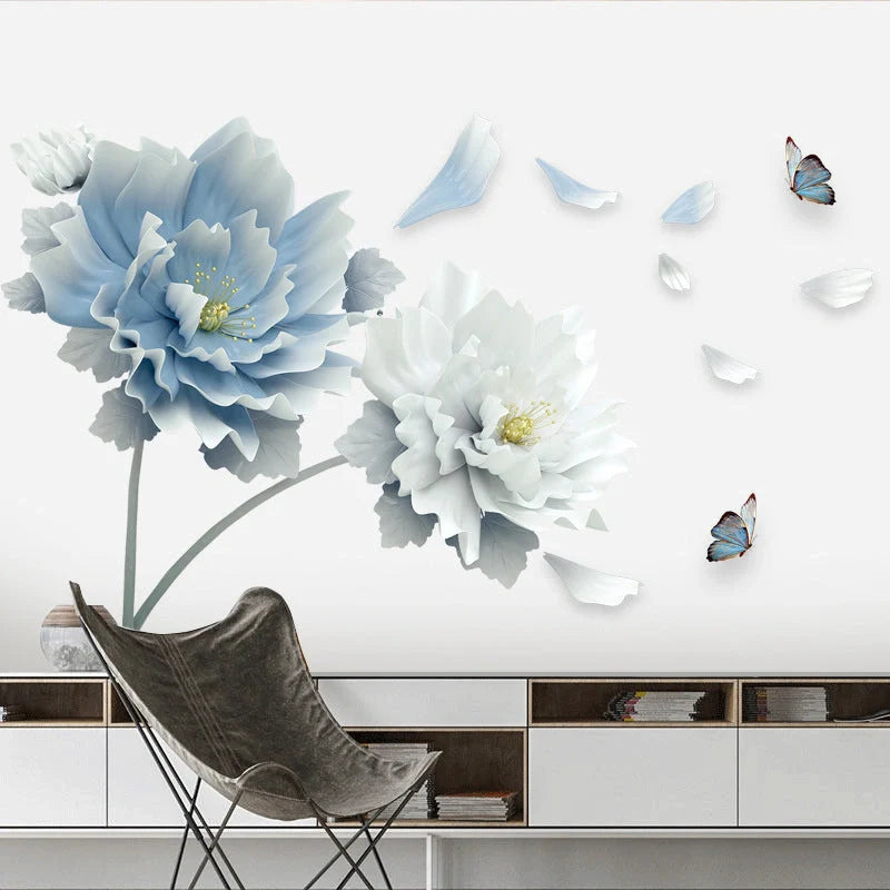 Elegant floral wall mural with vibrant blooms, perfect for adding natural beauty to bedrooms