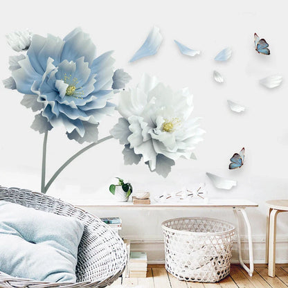 Elegant floral wall mural with vibrant blooms, perfect for adding natural beauty to bedrooms