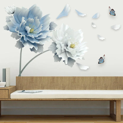 Elegant floral wall mural with vibrant blooms, perfect for adding natural beauty to bedrooms
