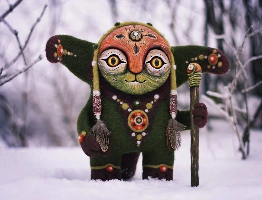 Enchanting elf figurine sculpture made of high-quality resin for garden and home decor, with whimsical mythical creature design