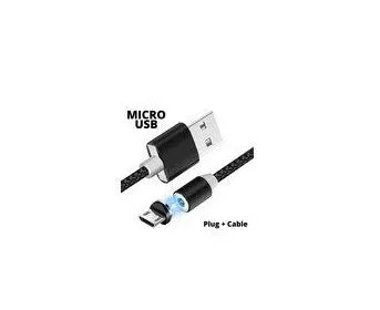 Magnetic USB charging cable with interchangeable Type C, Micro USB and IOS connectors in black and red