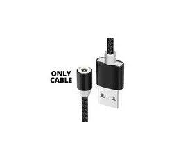 Magnetic USB charging cable with interchangeable Type C, Micro USB and IOS connectors in black and red