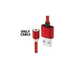 Magnetic USB charging cable with interchangeable Type C, Micro USB and IOS connectors in black and red