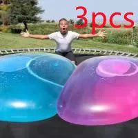 TPR inflatable ball in blue colour showing 70cm diameter measurement with self-sealing valve visible