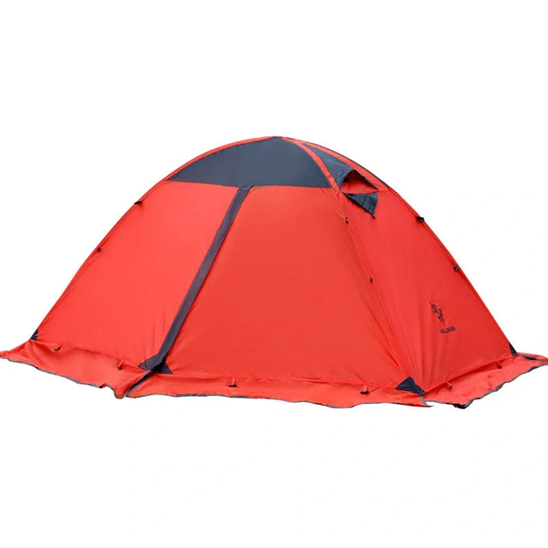 Double-layer aluminium pole tent for outdoor camping in yellow and red options