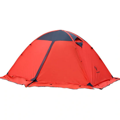 Double-layer aluminium pole tent for outdoor camping in yellow and red options