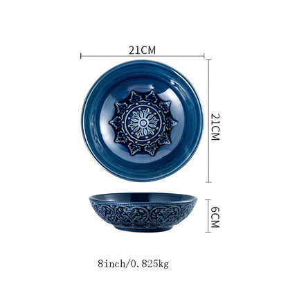 Baroque style porcelain bowl with relief pattern and petal-shaped edges, 15cm diameter