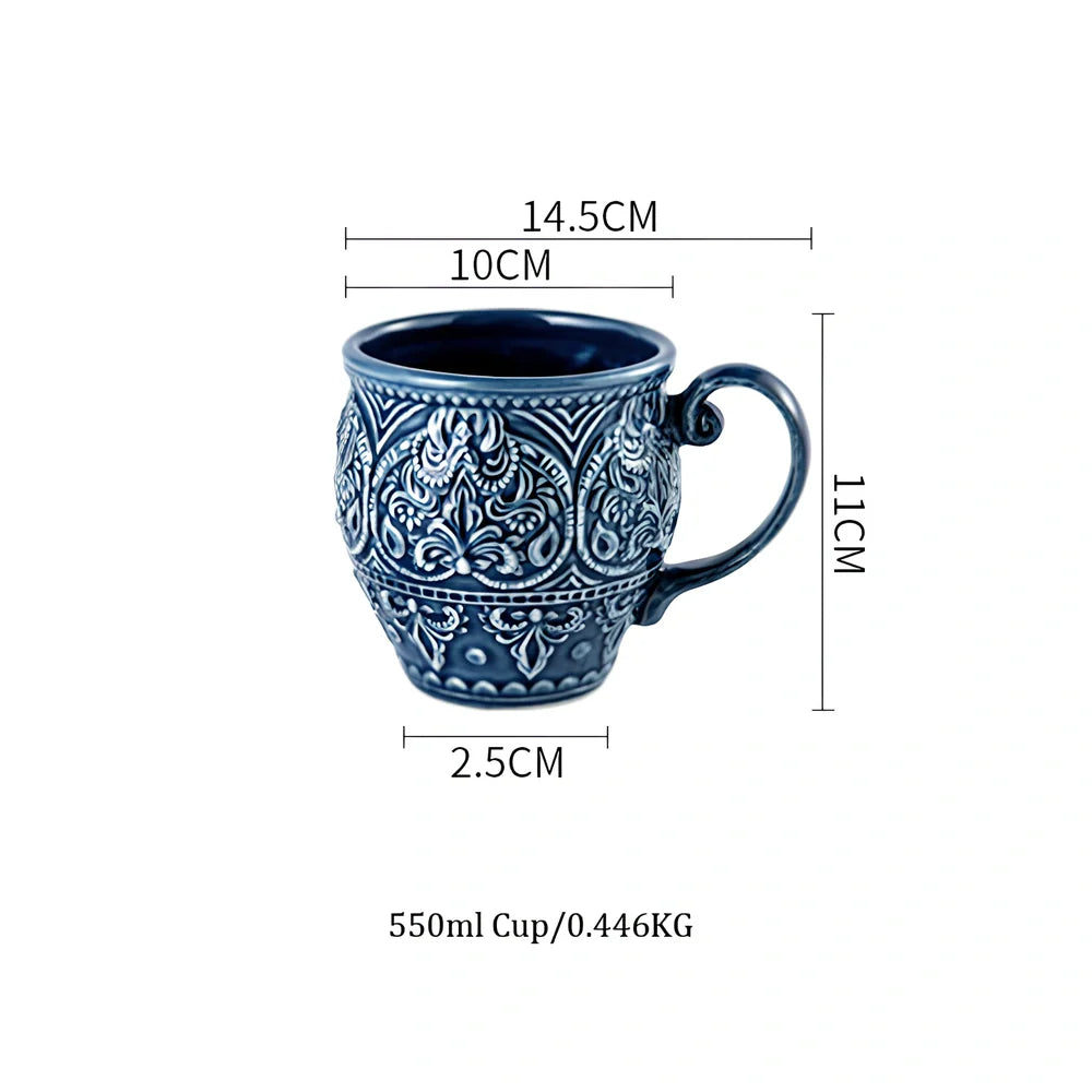Baroque style porcelain bowl with relief pattern and petal-shaped edges, 15cm diameter