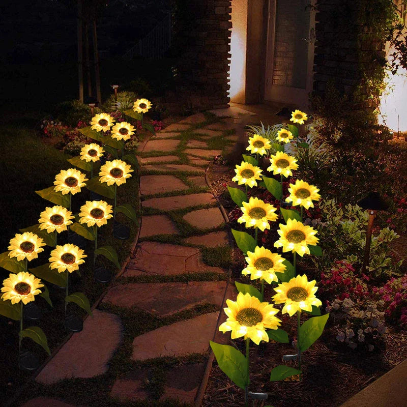 Homeenjoy UK Elegant Solar-Powered Sunflower Lamps for Outdoor Ambience