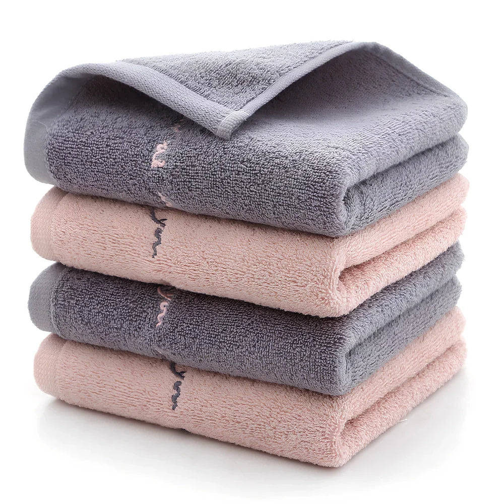 74x34cm absorbent cotton face towel in hazy gray with embroidery edge, quick 0-5 second drying for couples