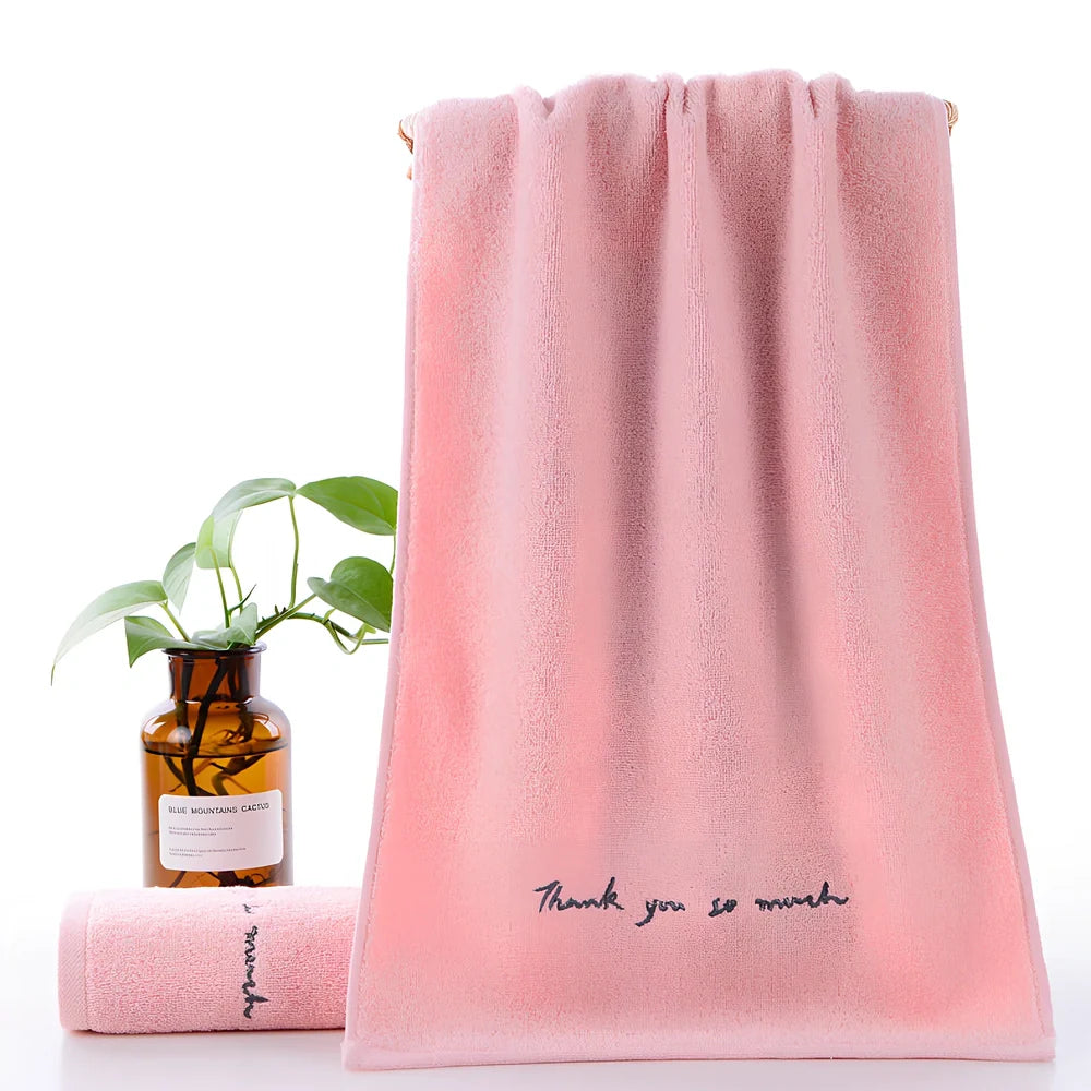74x34cm absorbent cotton face towel in hazy gray with embroidery edge, quick 0-5 second drying for couples