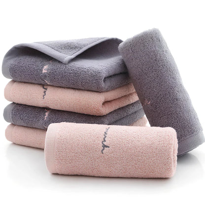 74x34cm absorbent cotton face towel in hazy gray with embroidery edge, quick 0-5 second drying for couples
