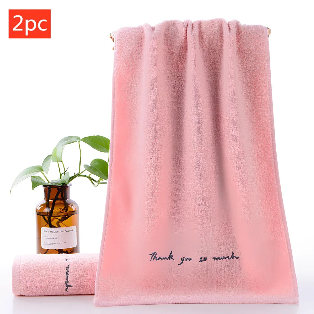74x34cm absorbent cotton face towel in hazy gray with embroidery edge, quick 0-5 second drying for couples