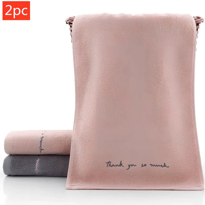 74x34cm absorbent cotton face towel in hazy gray with embroidery edge, quick 0-5 second drying for couples