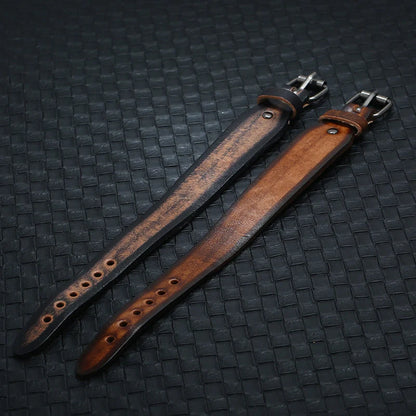 Punk style adjustable genuine leather bracelet for men with geometric buckle