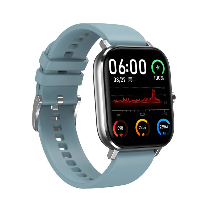 Smart bracelet with ECG, blood pressure, and blood oxygen monitoring featuring a 1.54-inch touchscreen, 260mAh battery, and 5-10 metre wireless range for health tracking and music control with choice of silicone or mesh steel wristband