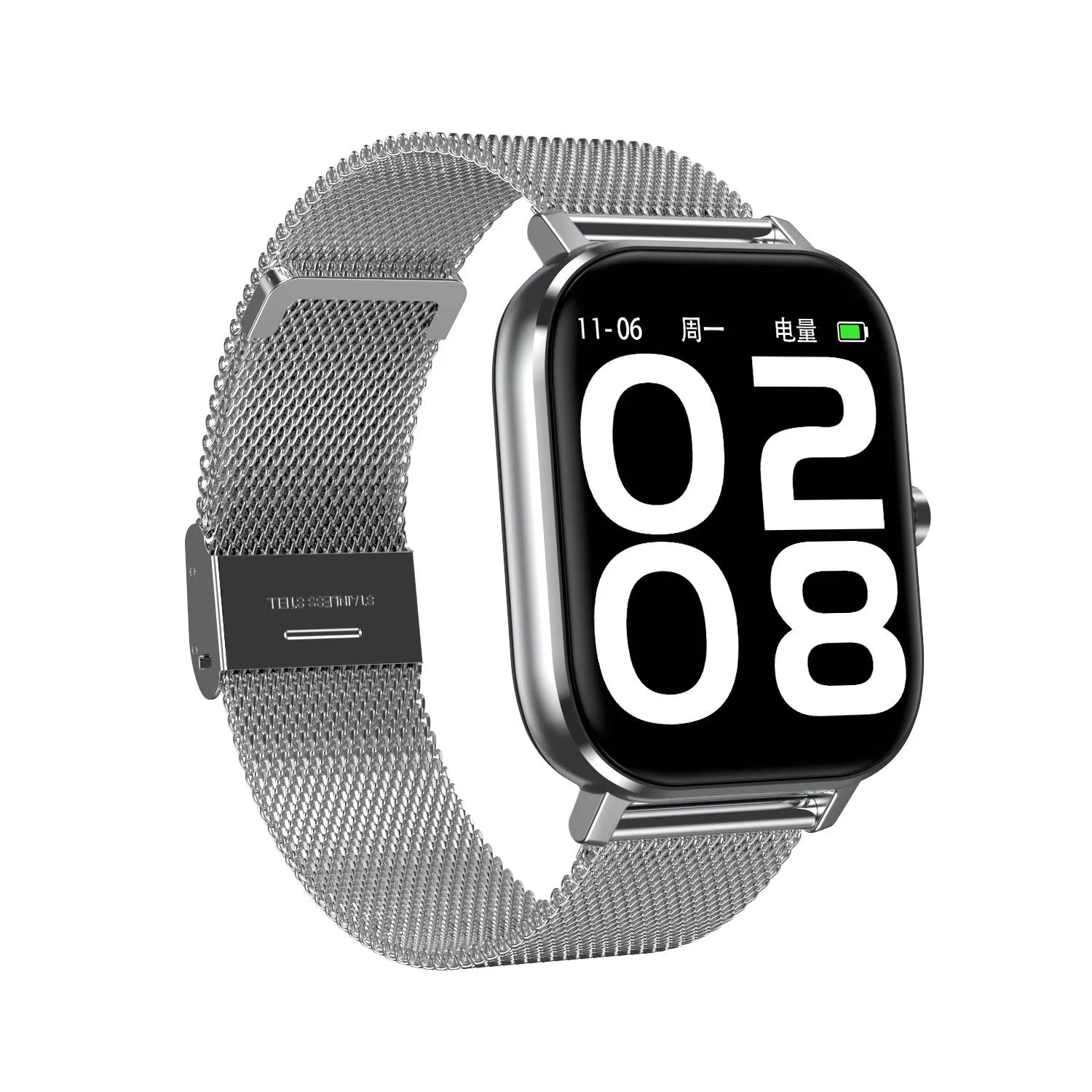 Smart bracelet with ECG, blood pressure, and blood oxygen monitoring on wrist, showing 1.54-inch touchscreen display