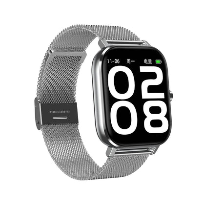 Smart bracelet with ECG, blood pressure, and blood oxygen monitoring on wrist, showing 1.54-inch touchscreen display