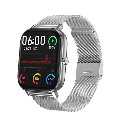 Smart bracelet with ECG, blood pressure, and blood oxygen monitoring on wrist, showing 1.54-inch touchscreen display