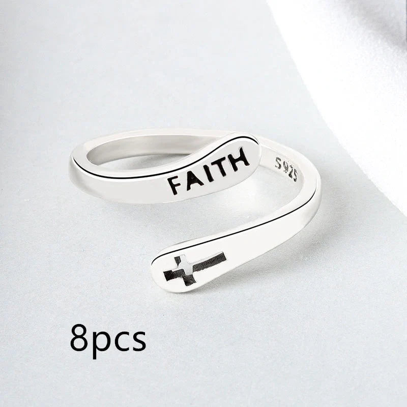 Elegant Women's Copper Faith Ring in Thai Silver - A stylish and meaningful accessory