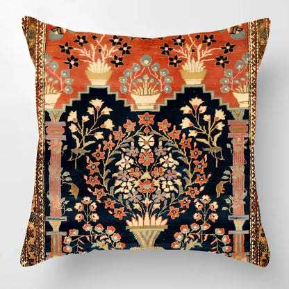 45cm square linen lumbar pillow with car pattern design and invisible zipper closure
