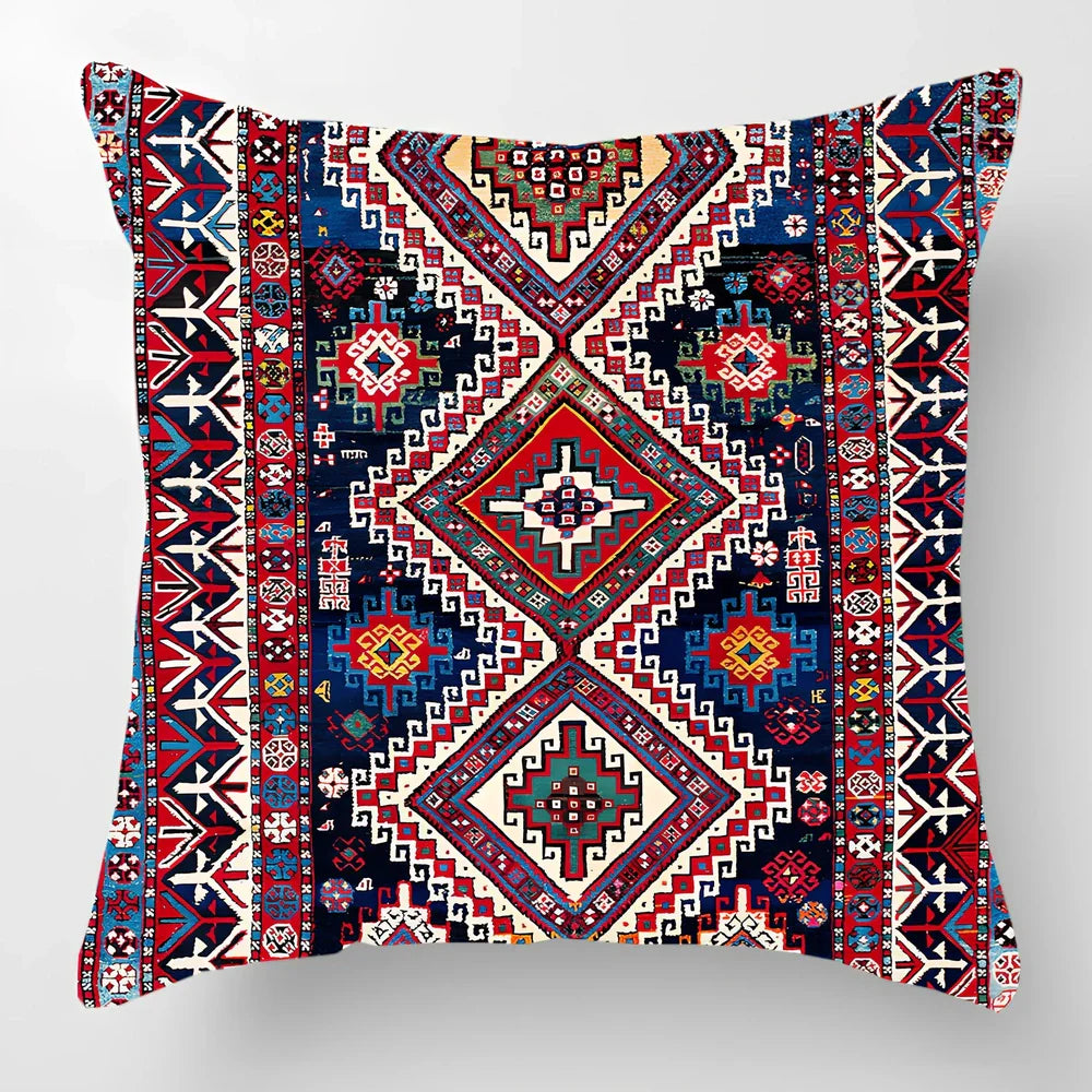 45cm square linen lumbar pillow with car pattern design and invisible zipper closure