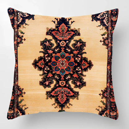 45cm square linen lumbar pillow with car pattern design and invisible zipper closure