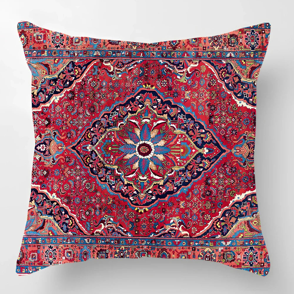 45cm square linen lumbar pillow with car pattern design and invisible zipper closure