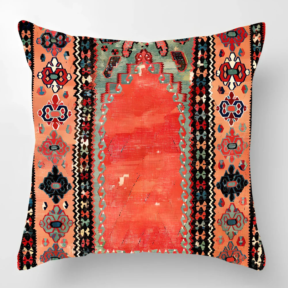 45cm square linen lumbar pillow with car pattern design and invisible zipper closure