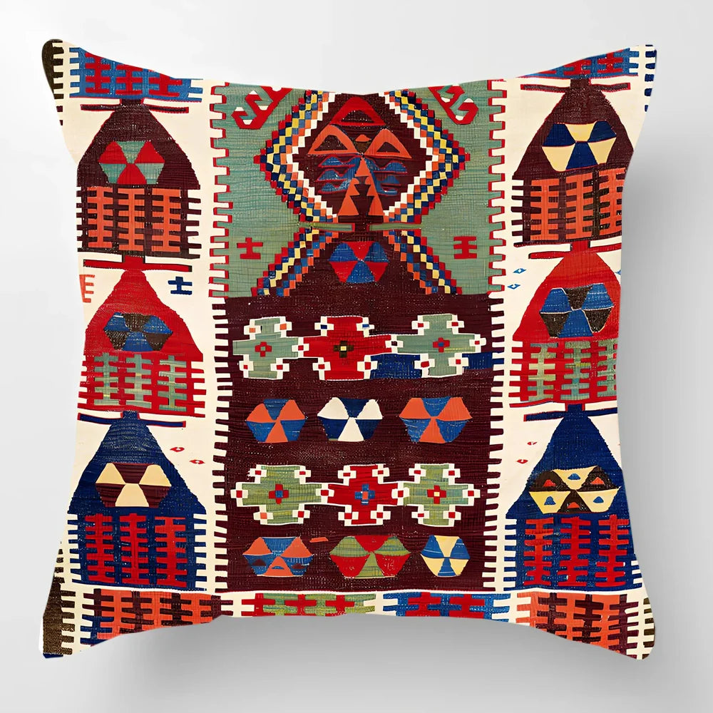 45cm square linen lumbar pillow with car pattern design and invisible zipper closure