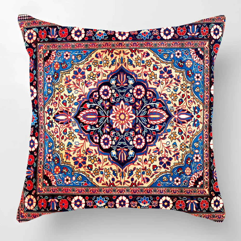 45cm square linen lumbar pillow with car pattern design and invisible zipper closure