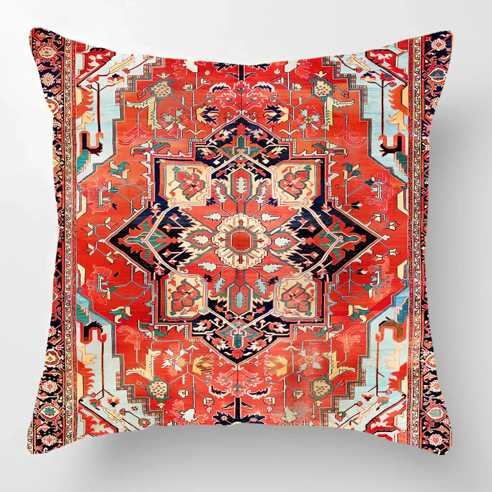 45cm square linen lumbar pillow with car pattern design and invisible zipper closure