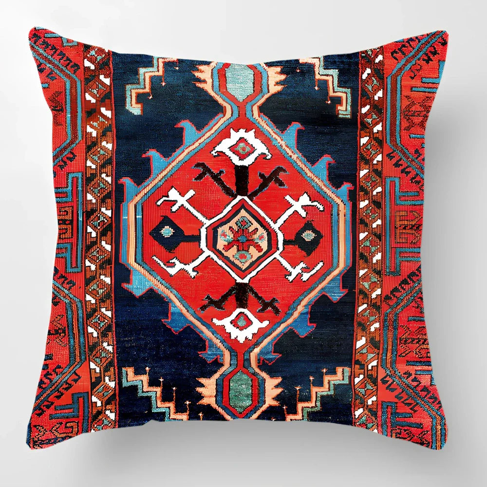 45cm square linen lumbar pillow with car pattern design and invisible zipper closure