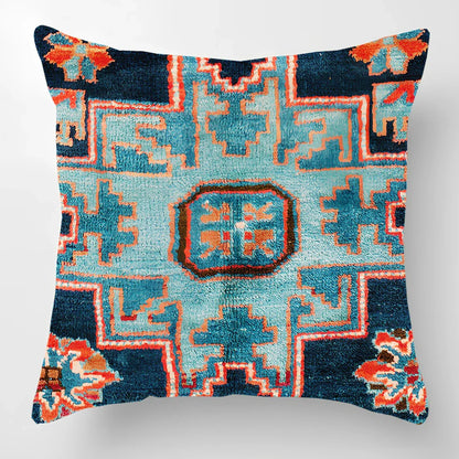 45cm square linen lumbar pillow with car pattern design and invisible zipper closure