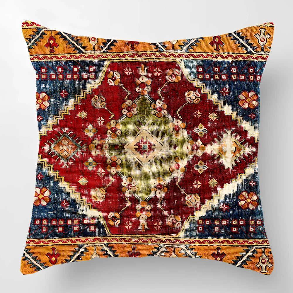 45cm square linen lumbar pillow with car pattern design and invisible zipper closure