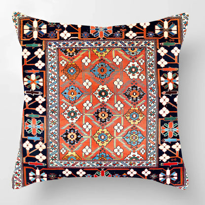 45cm square linen lumbar pillow with car pattern design and invisible zipper closure