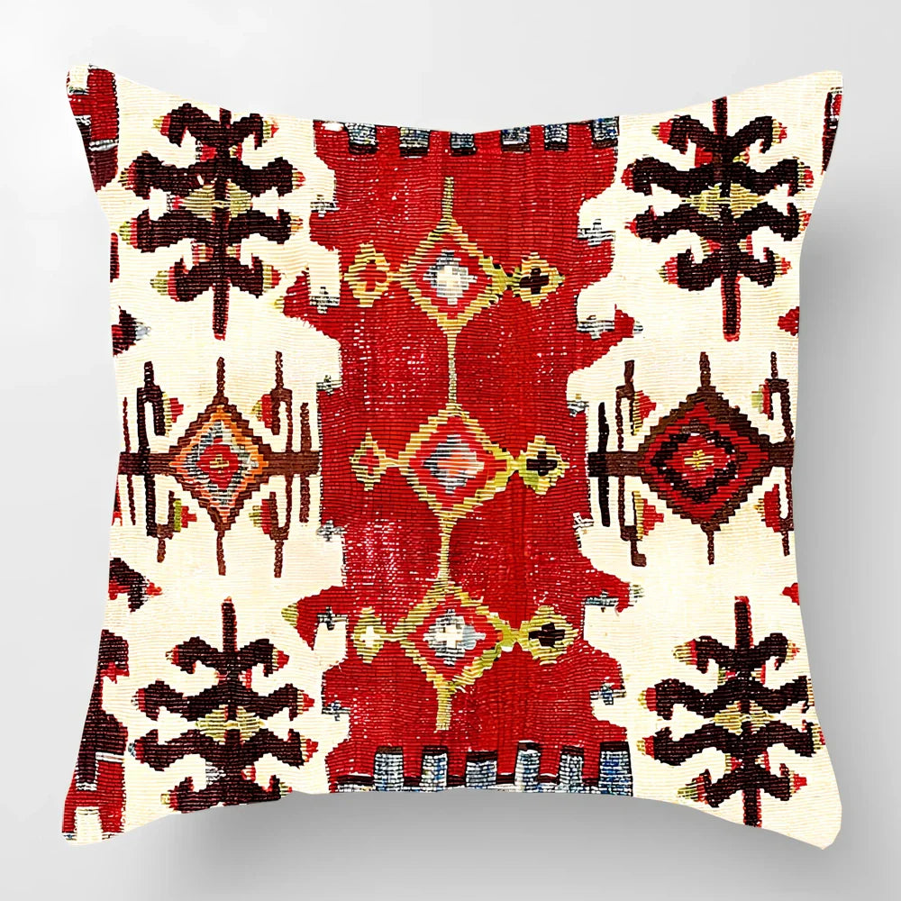 45cm square linen lumbar pillow with car pattern design and invisible zipper closure
