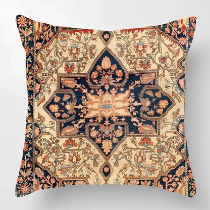 45cm square linen lumbar pillow with car pattern design and invisible zipper closure