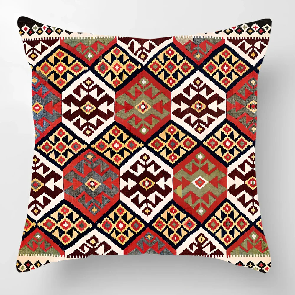 45cm square linen lumbar pillow with car pattern design and invisible zipper closure