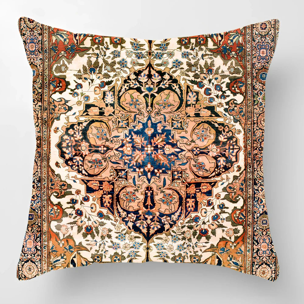 45cm square linen lumbar pillow with car pattern design and invisible zipper closure
