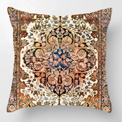 45cm square linen lumbar pillow with car pattern design and invisible zipper closure