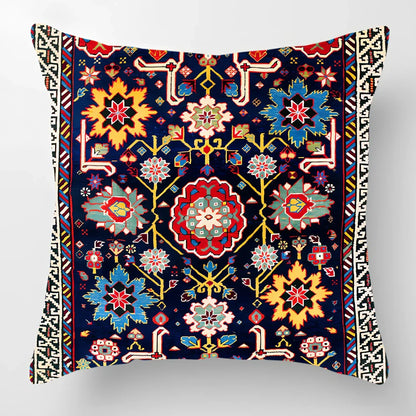 45cm square linen lumbar pillow with car pattern design and invisible zipper closure