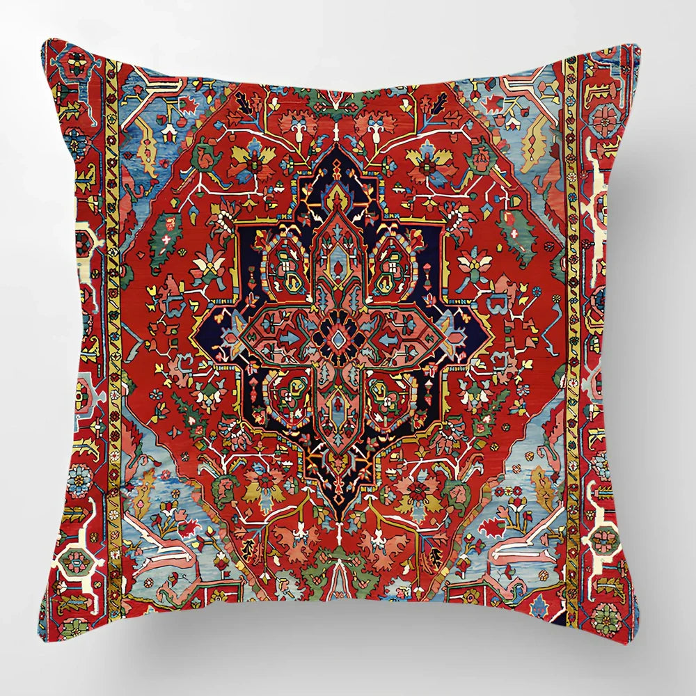 45cm square linen lumbar pillow with car pattern design and invisible zipper closure