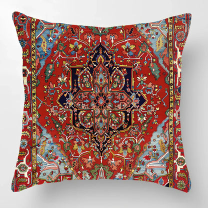 45cm square linen lumbar pillow with car pattern design and invisible zipper closure
