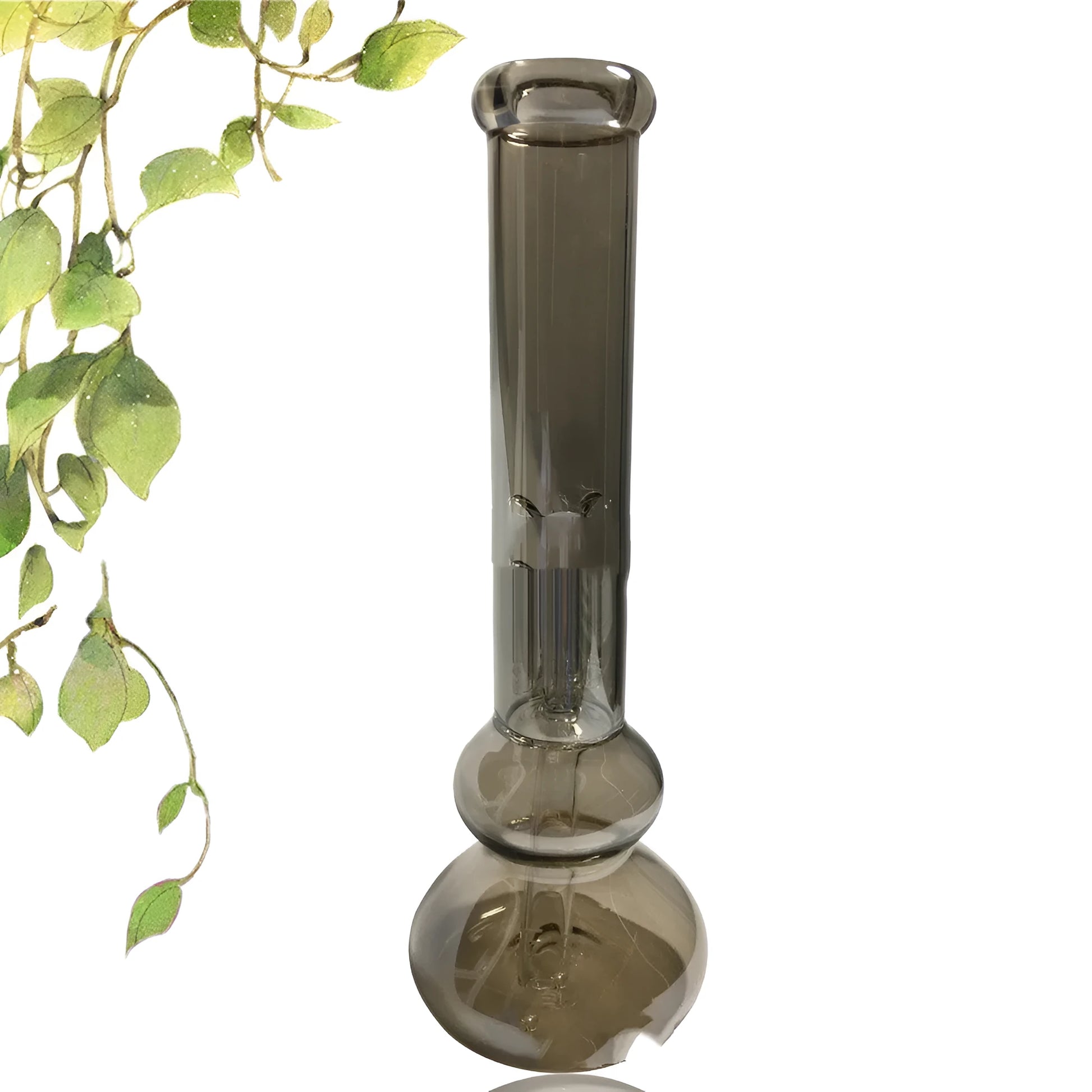 Pure colour geometrical glass vase with a stable base for tabletop sitting.